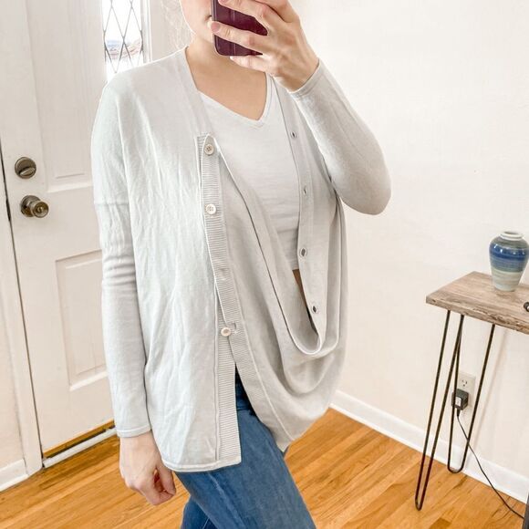 Helmut Lang Asymmetric Wool Cardigan Sweater Grey S - Picture 12 of 12